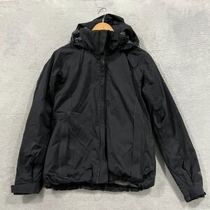Columbia Jacket WoMens Small Omni-Tech Full‎ Zip Faux Fur Lined Black Hood Nylon